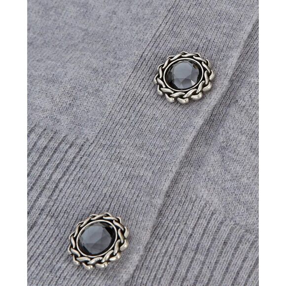 NEW The Kooples V-Neck 100% Wool Cardigan With Jewel Buttons in Gray Sz 2 US 6 - Picture 6 of 15